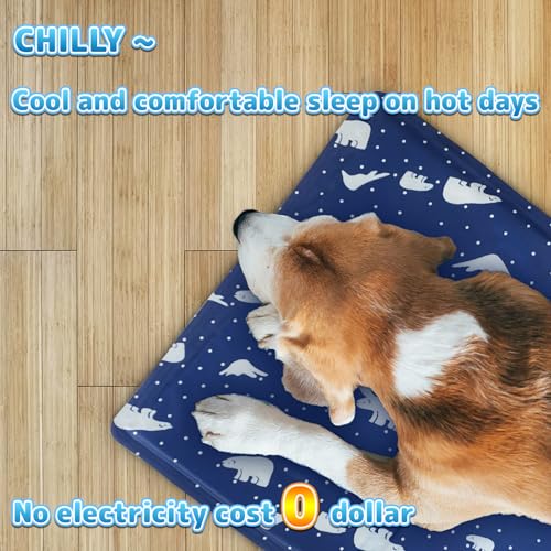 PETZOOKA Dog Cooling Mat 110 * 70cm Self-Cooling Pet Mat,Double-Sided Cooling for Kennels, Crates and Beds, Blue, Summer Essential for Pets,Large Size