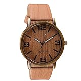 2016 Classical Wooden Watch Women Wristwatches Vintage Style Men Dress Watch Pu Leather Quartz Watch 3#