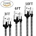 USB Type C Cable, Aonlink USB C Cable 3 Pack 3FT 6FT 1OFT Nylon Braided Fast Charging Cable for Galaxy S8,S8 Plus, Nexus 5 X 6P, LG G6 V20 G5, MacBook-Silver Black