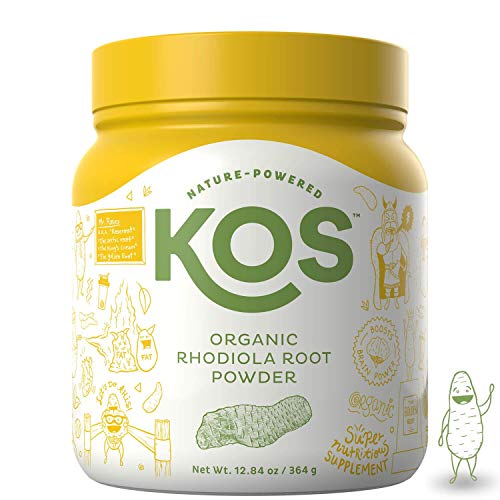 KOS Organic Rhodiola Root Powder - Natural Adaptogen Rhodiola Rosea Root Powder - USDA Organic, Improves Sleep, Decreases Stress & Anxiety, Pant Based Ingredient, 364g, 104 Servings