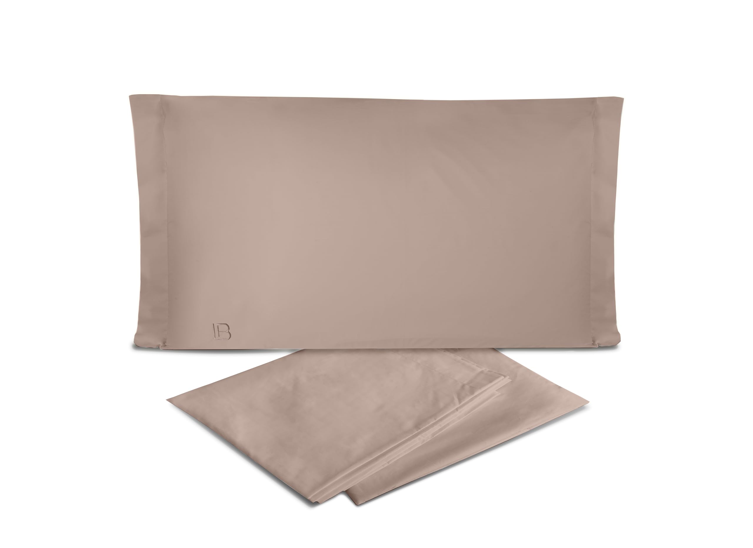 Hermet Laura Biagiotti Single Bed Sheet Set in Plain Percale 100% Cotton, Antique Pink, Top Sheet + Fitted Sheet + Pillowcase