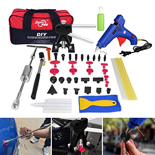 Click Here to See More Images Super PDR 46pcs DIY Paintless Dent Repair Tool Kits Dent Lifter Slide Hammer Dent Glue Puller Tabs Bag