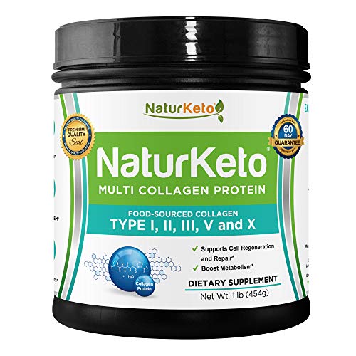 Hydrolyzed Collagen Peptides Protein Powder: Organic Tasteless Multi-Collagen Hydrolysate Protein Dietary Supplement from Grass Fed Beef, Lean Chicken Bone Broth, Wild Fish and Eggshell - Natural Form