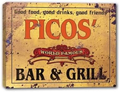 J Edgar Cool PICOS' Family Name - MANY DESIGNS AVAILABLE - World Famous Bar &amp; Grill Gallery Wrapped Canvas Sign 3 SIZES AVAILABLE - 11" x 14"