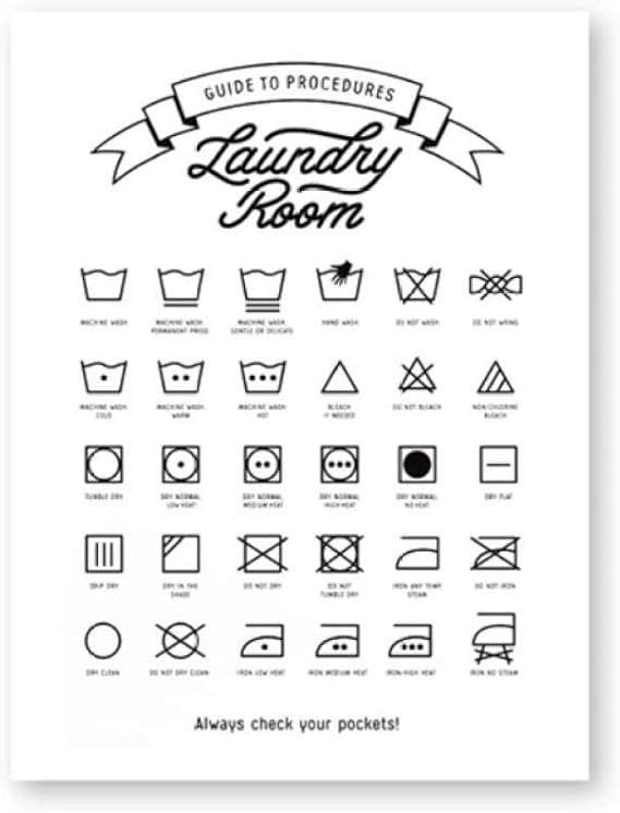 Decoración del cuarto de lavado Símbolos de lavandería Signo Arte de la