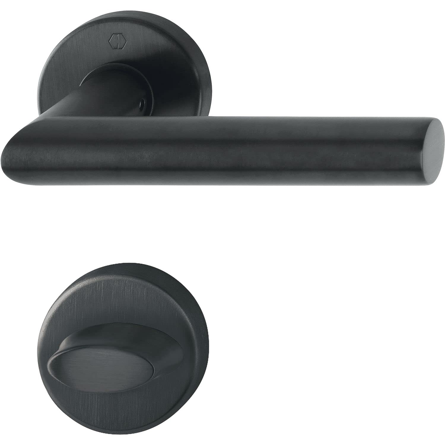 HOPPE 12033224 matt Amsterdam Handle Set on Rosette Toilet, Stainless Steel Black, WC