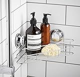 Bloomsbury Mill - Extra Strong Suction Corner Shower Caddy - Bathroom Organiser - Rust Proof - Chrome