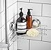 Bloomsbury Mill - Extra Strong Suction Corner Shower Caddy - Bathroom Organiser - Rust Proof - Chrome