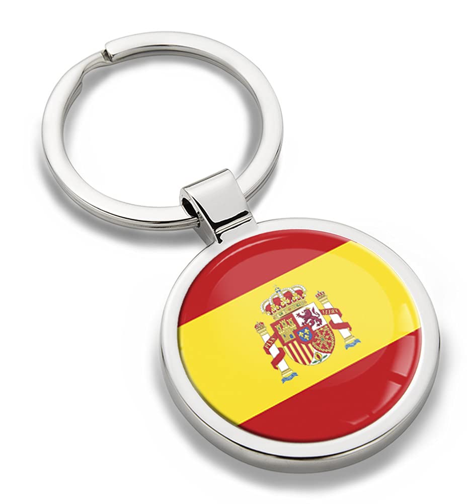 Biomar Labs Stainless Steel Metal Keychains Country Flag National Flags Design Durable Accessory Car House Keys Backpack Gift Travel Souvenir (Spain Spanish Flag KK 191)