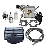 HIPA C1M-EL37B Carburetor With Air Filter Tune Up Kit For Husqvarna 445 445E 450 450E Gas Chainsaw