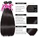 Flady Malaysian Straight Hair 3 Bundles with Closure Grade 8a Virgin Straight Human Hair Bundles with Lace Closure (Free Part 16 18 20+14)