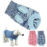 HP95 Hot! Fashion Knitted Sweater Twist Design Pet Puppy Knit Clothes (M, Blue)