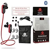 Yaarna Bluetooth Headphones - Sweatproof Wireless Earbuds with Microphone and TRAVEL BAG - Perfect Sound and Fit for Sports, Running, Workout, Jogging