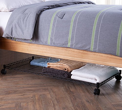 DormCo Suprima Rolling Underbed Storage Shelf - Black - //medicalbooks.filipinodoctors.org