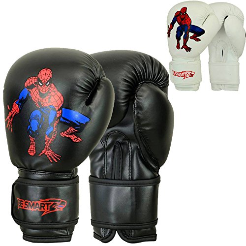 Spider-man Kids Boxing Gloves Junior Mitts 4oz, 6oz Punch Bag Children MMA Youth (Black, 4 Oz)