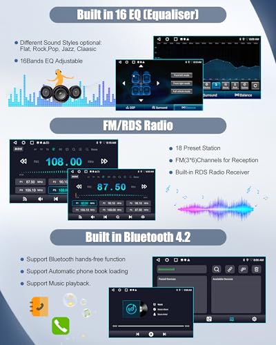 SIXWIN 2GB+64GB Android 15 Car Radio for Renault Clio 3 2005-2017 with Carplay/Android Auto Wireless, Clio Radio 3 Touch Screen 9 Inch Car with WiFi GPS Mirror Link Bluetooth FM/RDS EQ