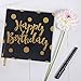 ActivDuo Hardback Black & Gold Happy Birthday Guest Book | Keepsake Gift, Well Wishes, Messages, Comments and Memories | Includes A Gift Log | to Use As You Wish