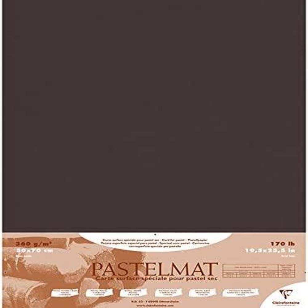 Clairefontaine - Ref 96009C - Pastelmat Card Sheets (Pack of 5 Sheets) - 360gsm Card - 50 x 70cm - Anthracite Colour - Specially Formulated For Use With Pastels