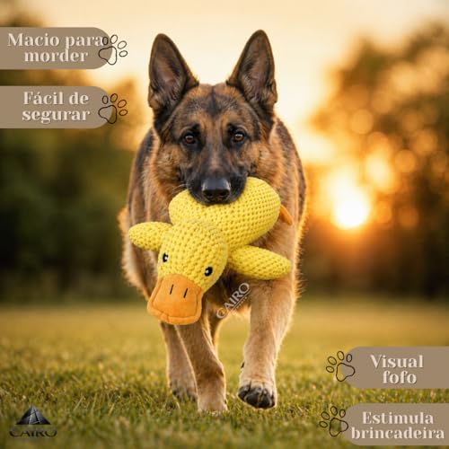 Brinquedo de Pelúcia para Cachorro em Formato de Pato Amarelo Macio e Interativo Ideal para Morder Brincar e Entreter o Pet (Grande, PET)