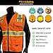KwikSafety - Charlotte, NC - CLASSIC Safety Vest [JUMBO Pocket] Class 2 ANSI OSHA High Visibility Reflective Heavy Duty Mesh Zipper HiVis Construction HiViz Work Gear/Orange XL