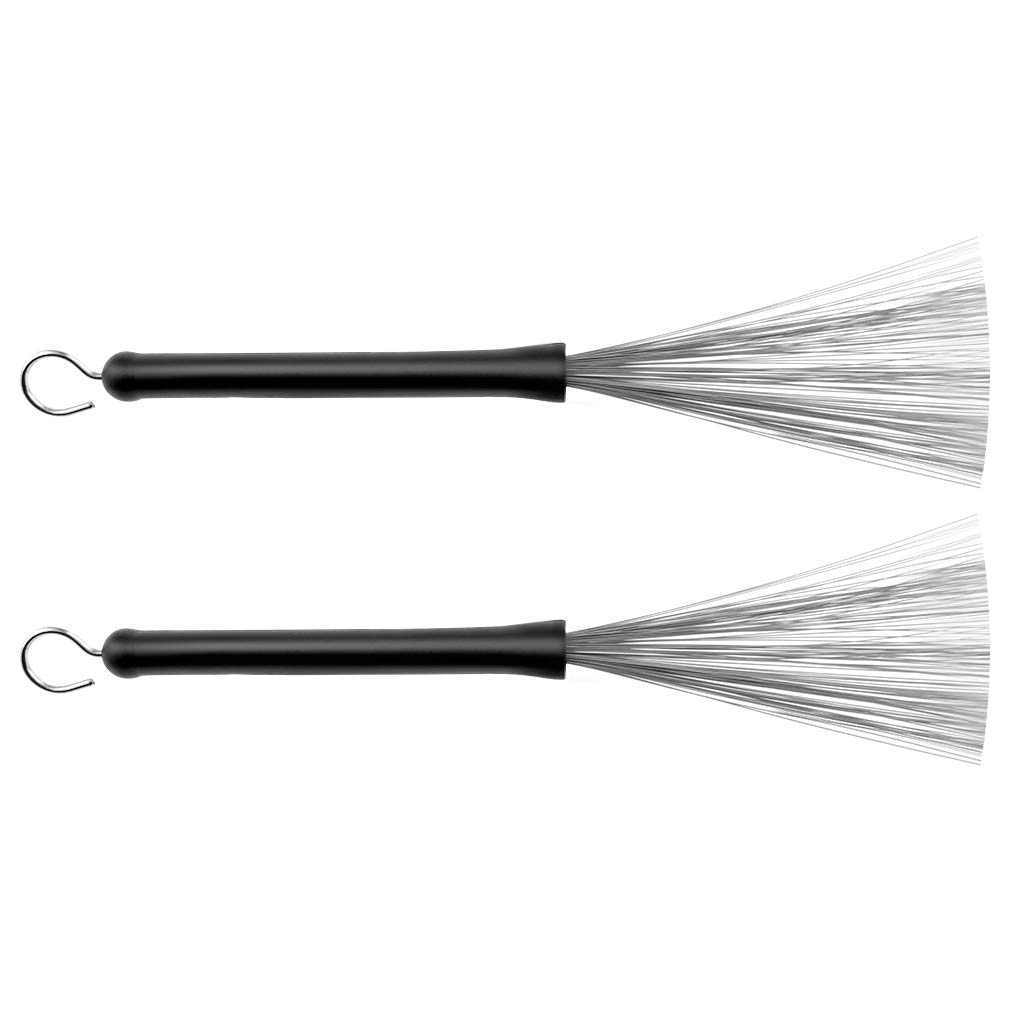 Alnicov 2PCS Drum Brushes Retractable Drum Wire Brushes with Comfortable Rubber Handle for Jazz Rock Music Lover Beginners
