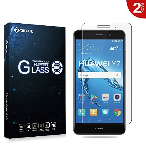 RIFFUE Huawei Y7 / Y7 Prime Screen Protector, Slim Slip Premium HD Clear 9H Hardness 3D Touch Tempered Glass for Huawei Y7 2017 / Y7 Prime [Scratch Resistant] [2 Pack]