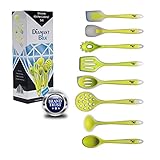 Home Kitchen Tools Spatula,Turner Utensil Set (8 Pcs) by Diamant Blue,Food Grade Silicone (Green)