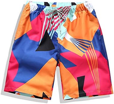 Huluwa Men's Boardshort, Quick Dry Beach Trunk Bathing Suit Swimwear for Men, Orange Assorted, M