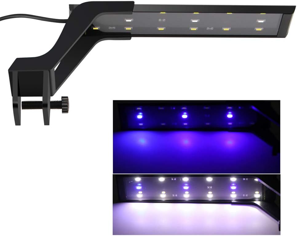 ECtENX LED Aquarium Light, Fish Tank Light, Clip on Fish Tank Lighting Color with White & Blue