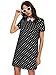 MakeMeChic Women's Peter Pan Collar Short Sleeve Polka Dot Shift Dress Black L