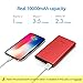 PISEN Power Bank, Slim Portable Charger, Battery Pack 10000mAh with LED Indicator Light, USB External Battery Charger [Anti-Fingerprint] for iPhone, iPad, Samsung, Nexus and More (Red)