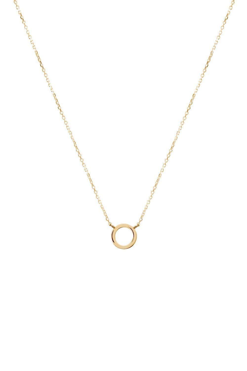 Amazon.com: Solid Gold Simple Circle Pendant, 9K 14K 18K Gold Necklace ...