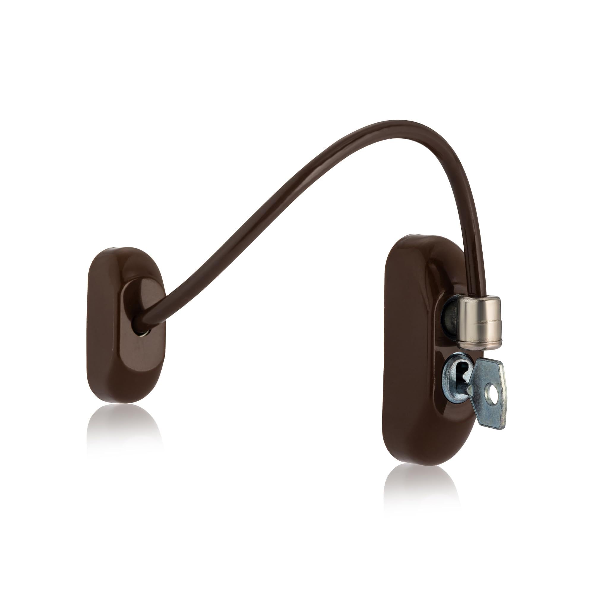 XFORT Viper Key Locking Cable Window Restrictor in Brown, Durable Window Safety Lock for Child Safety and Window Security — image 1