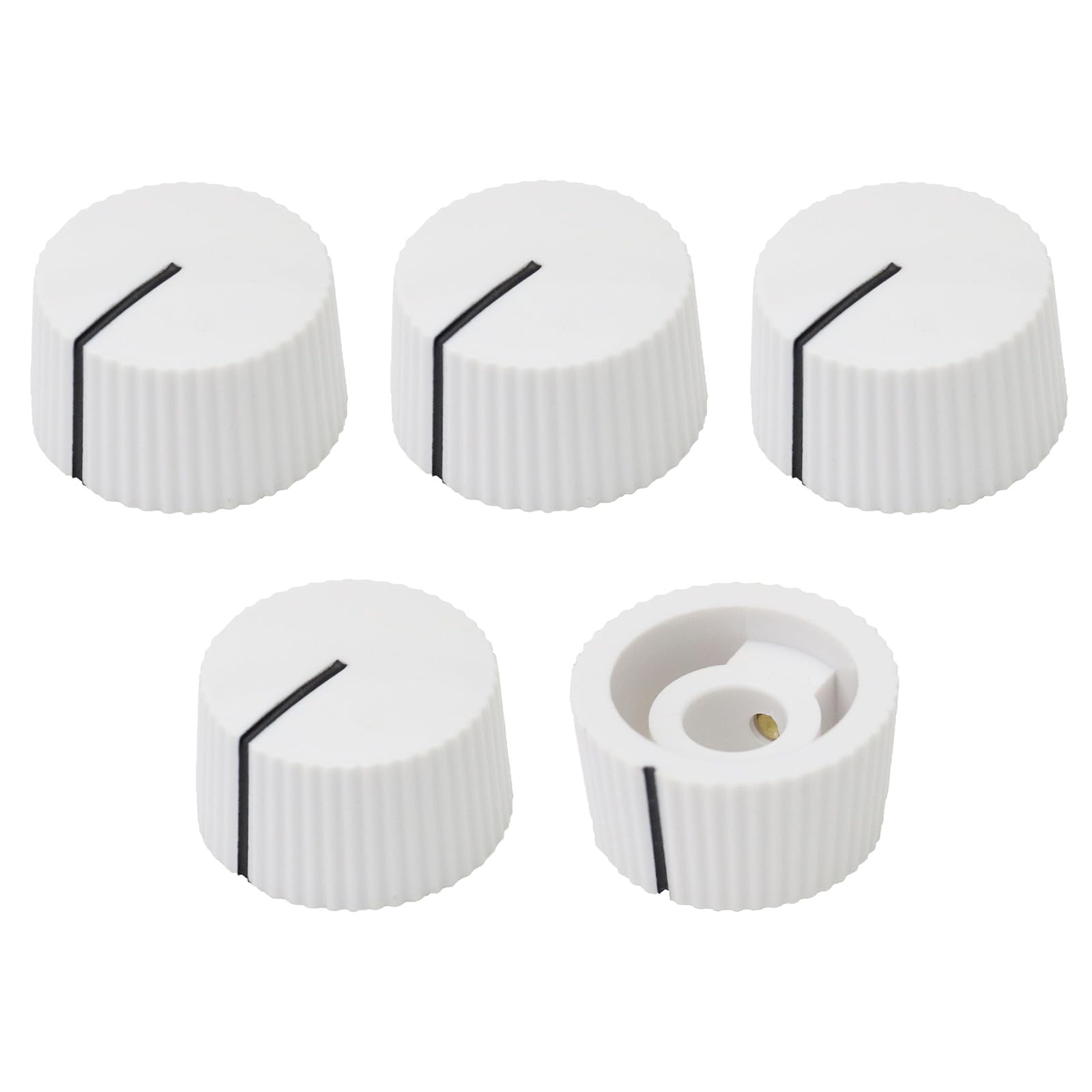 6.4mm Round Hole Wide Instrument/Equipment Control Knob Pack of 5 (White)