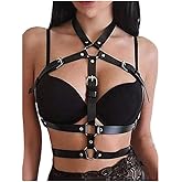 BAQOEYII Punk Leather Harness Belt,Women’s Adjustable PU Leather Body Harness,For Festival,Streetwear Layering Accessory