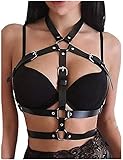 BAQOEYII Punk Black Leather Chest Harness,Punk