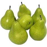 Artificial Lifelike Pear Fruit Decor Set, 6-Pack Plastic and Foam Simulation Pears for Home &amp; Garden Decoration, Green Decorative Fruits for Table Centerpieces, Photography Props