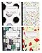 4-Pack Composition Notebook, 9-3/4' x 7-1/2', Wide Ruled, 100 Sheet (200 Pages), Weekly Class Schedule and Multiplication/Conversion Tables on Covers - Styles: Tiles, Flowers, Shapes, Spots (4-Pack)