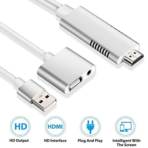 Lightning to HDMI Cable for IOS/Android, 3-in-1 Lightning/Micro USB/Type-C to HDMI Adapter 1080P Digital AV Adapter HDTV MHL Cable Support iPhone,iPad,Android Smartphones on HDTV Projector