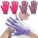 2 Pair Exfoliating Body Gloves Bath Scrub Wash Mitts Skin Massage Sponge Towel Deep Cleansing Dead Skin Brush Scrub Luxury Spa Loofah (red&purple) primary