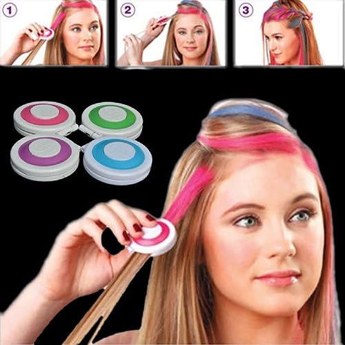 Hair Dye gLoaSublim 4pcs Fashion Christmas DIY Temporary Wash-Out Dye Hair Chalk Powdery Cake