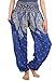 Lofbaz Women's Floral Smocked Waist Harem Pants Boho Clothing Blue S