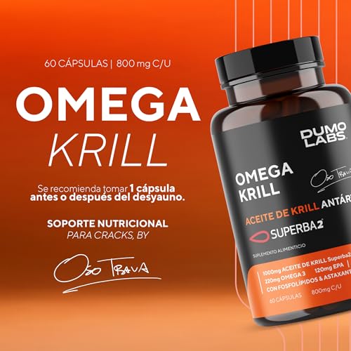 DUMO Aceite de Krill Antártico | Suplemento de Omega-3 de Krill Antártico | 60 Cápsulas 1000 mg de (EPA y DHA) con Fosfolípidos y Astaxantina | Fórmula Premium | Alta Pureza | 2 Meses de Uso