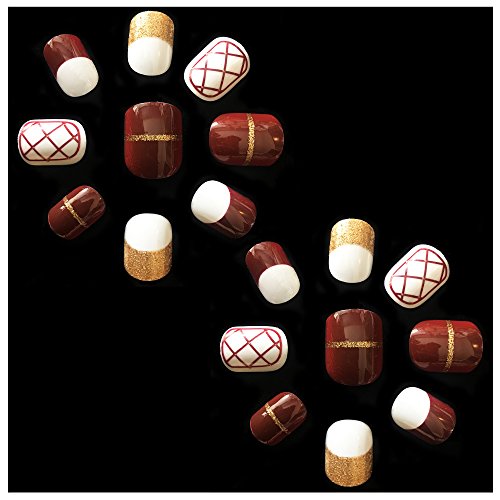 O2 Salon 5622 Full Cover Graphic Design Acrylic Fake False Nails Art Tips for Nail salon, Girls, Women, Bridal Wedding Dating Party (48 pcs/ 2 set)