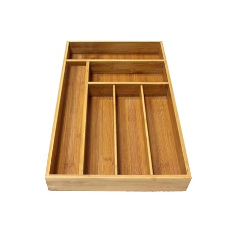 Amazon Com Drawer Organizer Non Slip Bamboo Wood Silverware