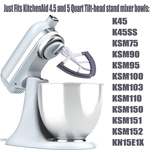 Flex Edge Beater for KitchenAid Tilt-Head Stand Mixer 4.5-5 Quart Bowls with Silicone Edges Flex Edge Bowl Scraper,Perfect KitchenAid Mixer Attachment Accessory