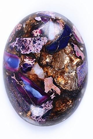 40x30mm Oval Cabochon CAB Flatback Semi-precious Gemstone Ring Face (Purple Sea Sediment Jasper & Copper) by Cabochon