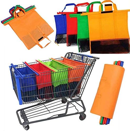 4pcs/Set Cart Trolley Supermarket Shopping Bag Grocery Grab Shopping Bags Foldable Tote Eco-Friendly Reusable Supermarket Bags