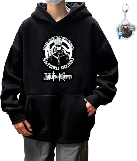 Amazon 呪術廻戦 パーカー 長袖 フード付き メンズ レディース プルオーバー アニメ プリント 裏起毛 トレーナー かわいい かっこいい 柔らかい カジュアル 男女兼用 イベント 衣装 誕生日 プレゼント 呪術廻戦 グッズ キーホルダー付き トレーナー パーカー 通販