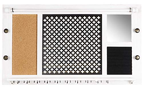 SoCal Buttercup Deluxe Rustic Jewelry Organizer Wall Mounted Wooden Jewelry Display from Organizer for Earrings/Necklaces/Bracelets/Studs/Accessories